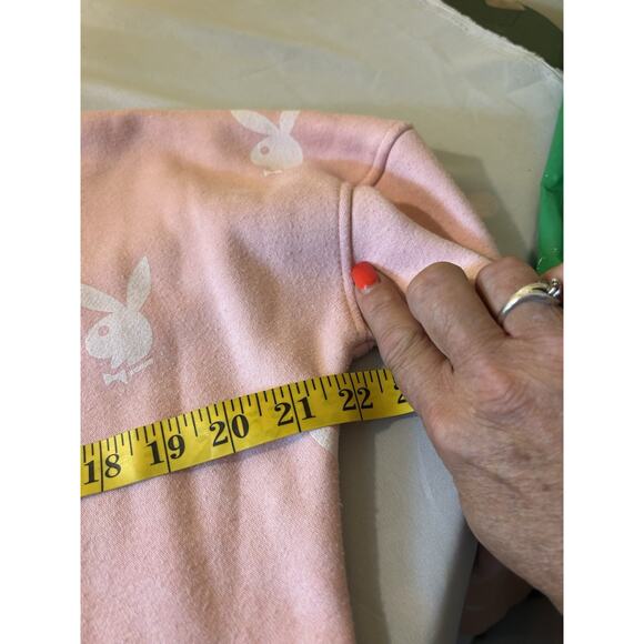 Playboy Bunny Hoodie Womens Pink Hooded Sweatshirt Sweat Pants Crop 6 XS 22” - Picture 12 of 13